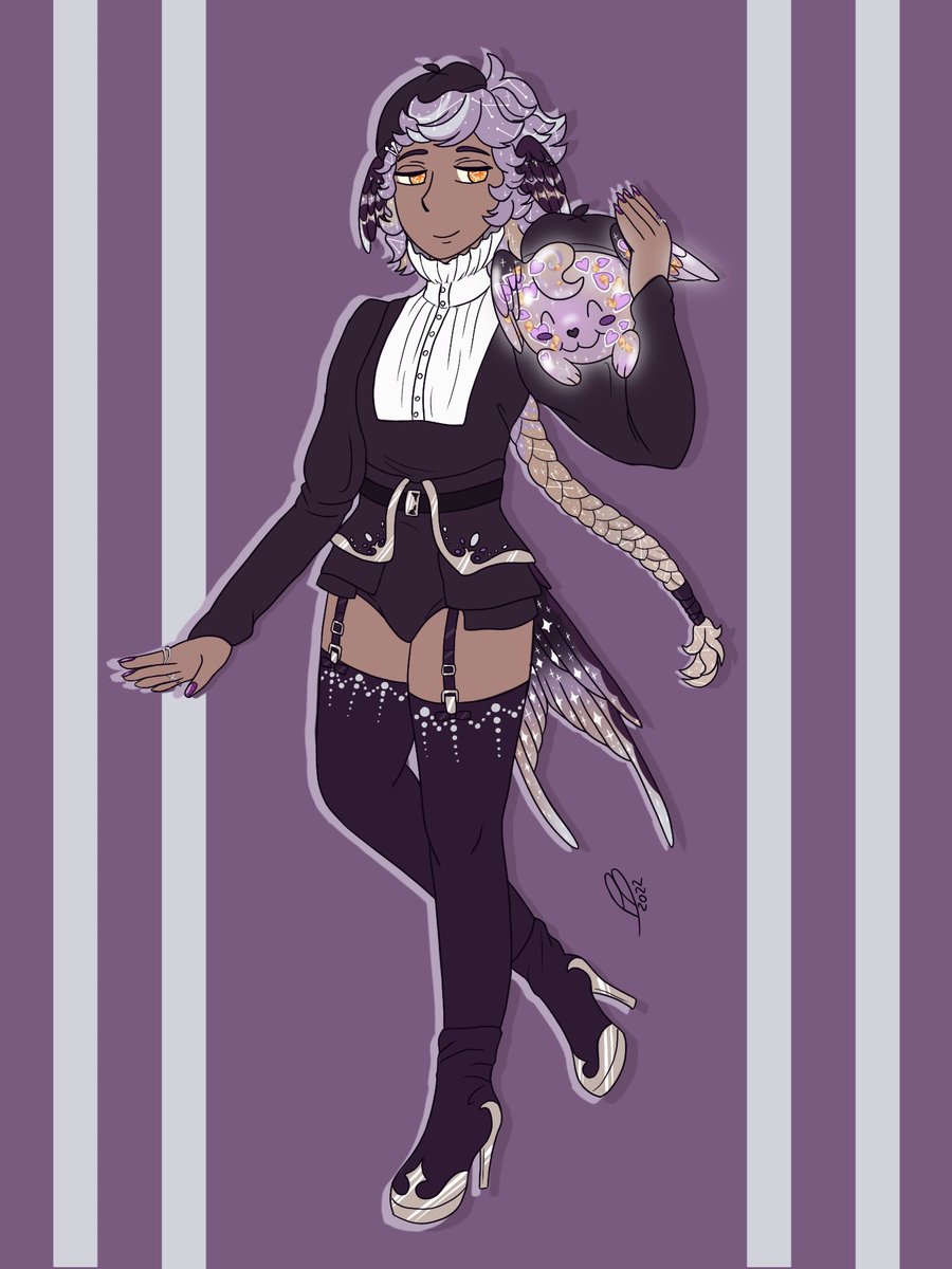 nerdymikayuki's tweet photo. My other secret santa assignment this year was Alari's character Iria! Here she is with her pet Pansy.

Owner: https://t.co/akAgc4MBqN
Galaxybabies: https://t.co/fugEC2AbkP
#digitalart #giftart #purple #kemonomimi #fancy https://t.co/QI73qs6eps