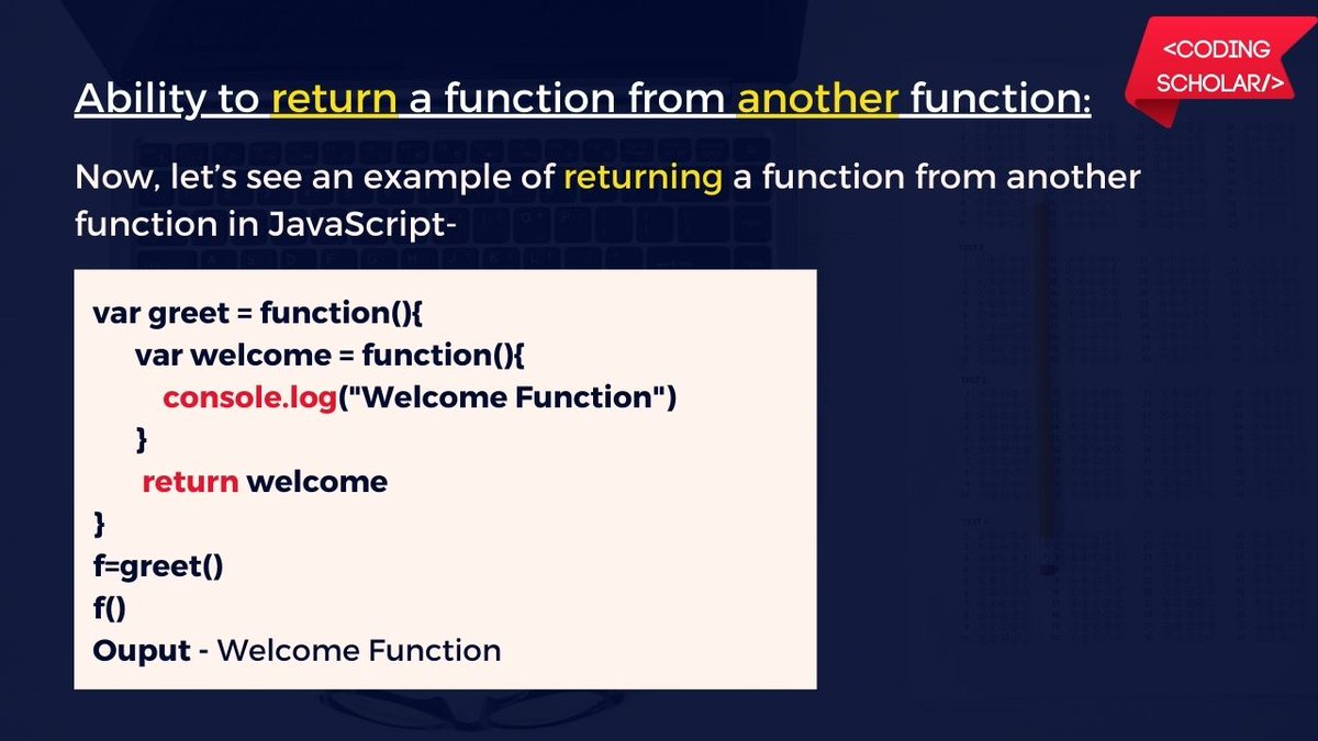 coding_scholar's tweet image. What is First Class Citizen in JavaScript 🤔
Follow @coding_scholar for such more content 😊
#coding #codinglife #programming #javascript #HTML #CSS #100DaysOfCode #100daysofcodechallenge #100daysofcoding #100daysofcodingchallenge #100daysofpractice