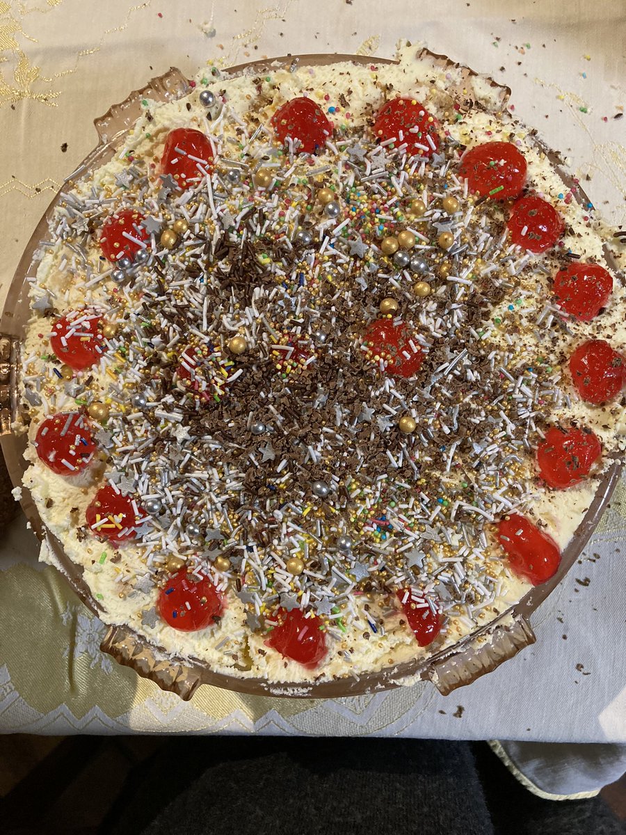Two trifles for the little Littles. One without cream. One with and in great grandma Little’s glass bowl. Which probably wasn’t for trifle back then but definitely is now <a href="/PinkParrot1/">Laura Little</a>