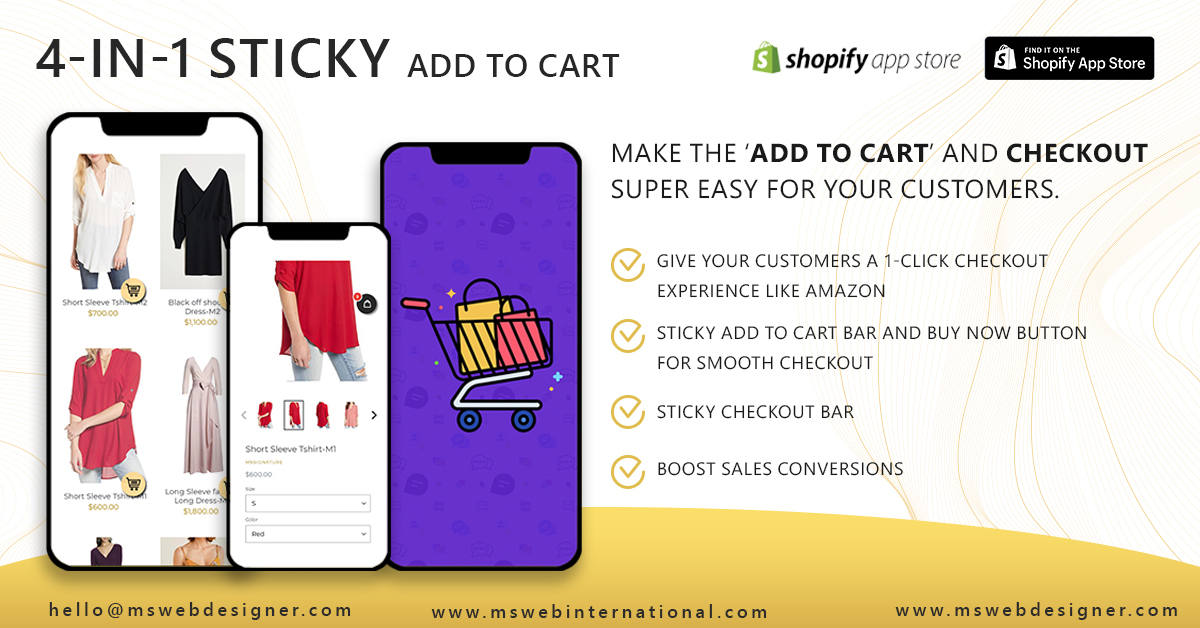 msshopifyexpert's tweet photo. Looking to give your customers a 1-click checkout from your Shopify store like Amazon?
Try the 4-in-1 Sticky Add to Cart App that allows you to do just that!

#Shopify #shopifyplus #ecommerce #storedesign #shopifyapps #AppStore https://t.co/1Z0aEDT9KL