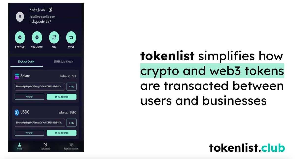 tokenlist_'s tweet photo. Tokenlist simplifies how crypto and web3 tokens are transacted between users and businesses

Tokenlist - Social Web3 Wallet:
1) Receive
2) Transfer
3) Buy
4) Swap

All from one app.

Sign up here: https://t.co/utbJoo9bpd

#tokenlist #web3 #wallet #fintech #nfts #crypto #NFT https://t.co/v0mSY40le3