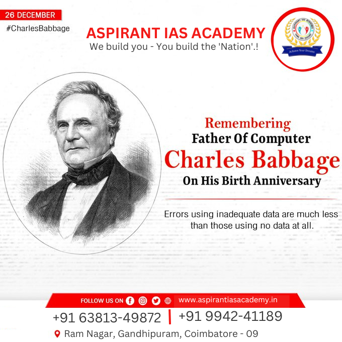AspirantIAS6's tweet image. Remembering Father of Computer #CharlesBabbage on his birth anniversary...

 #FatherOfComputer