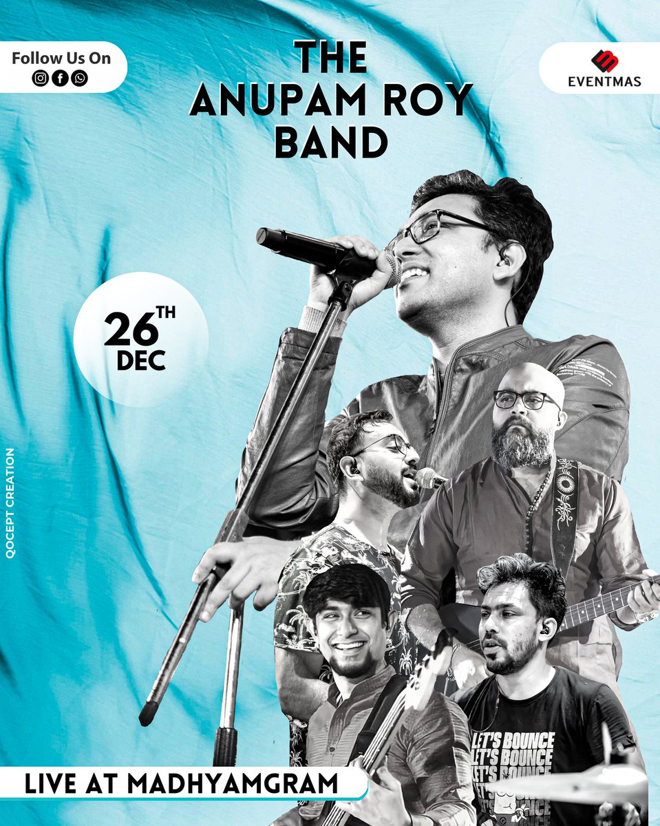 EventmasIndia's tweet photo. Event Update :
Catch The @aroyfloyd Band live performance tonight at Madhyamgram !
.
.
#Eventmas #Tarb #AnupamRoy #TeamEventmas #EventmasExclusive #TalentManagement #Live #WeCreateYouCelebrte https://t.co/5Ywqzm4oW8