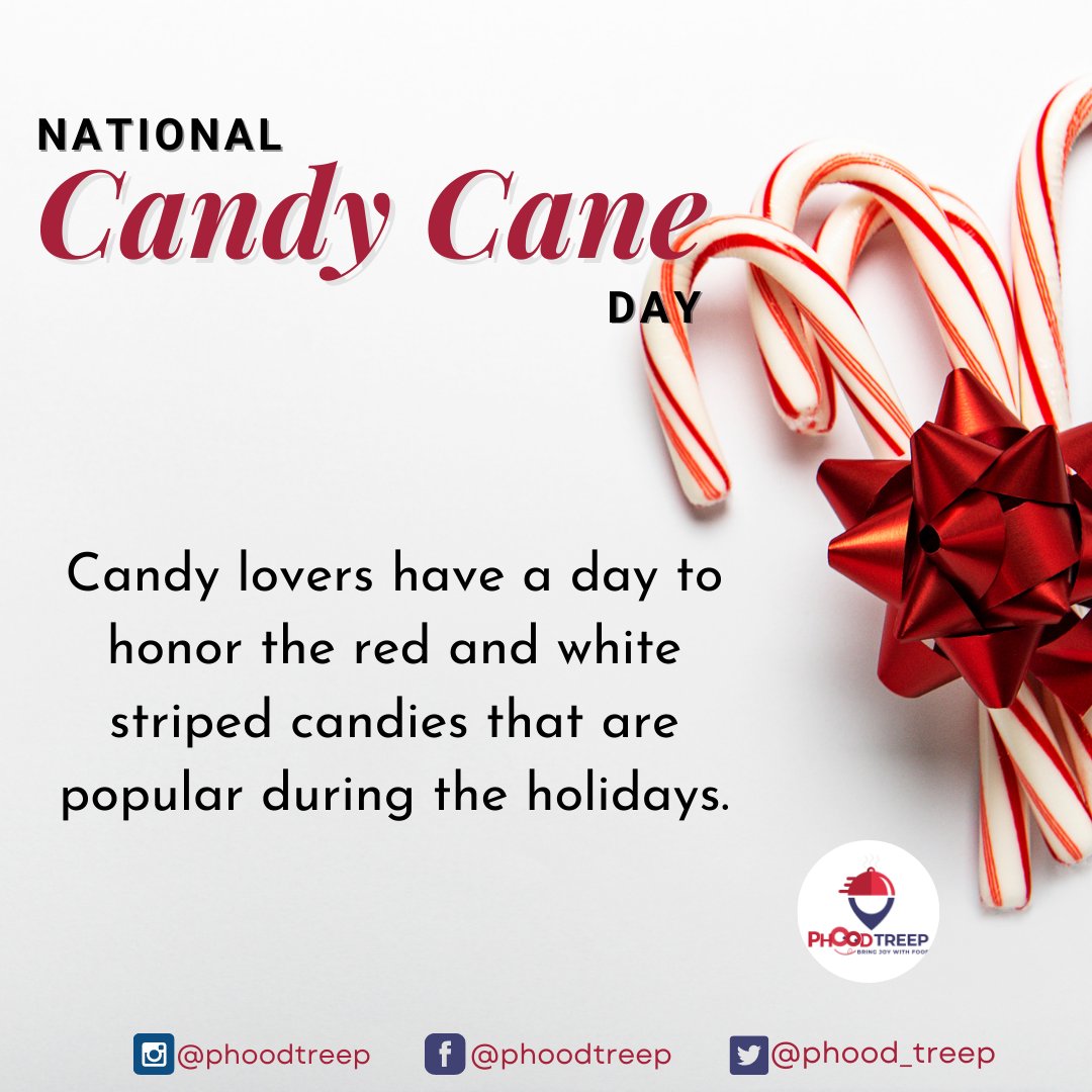phood_treep's tweet photo. Do you have any candy cane traditions? Pick one out of your stocking or from the tree. Give a candy cane to a loved one, a neighbor, or a child in your life. Whatever you do to celebrate, make sure to use the hashtag #NationalCandyCaneDay when posting on social media.
#PhoodTreep https://t.co/XjETun9Axa