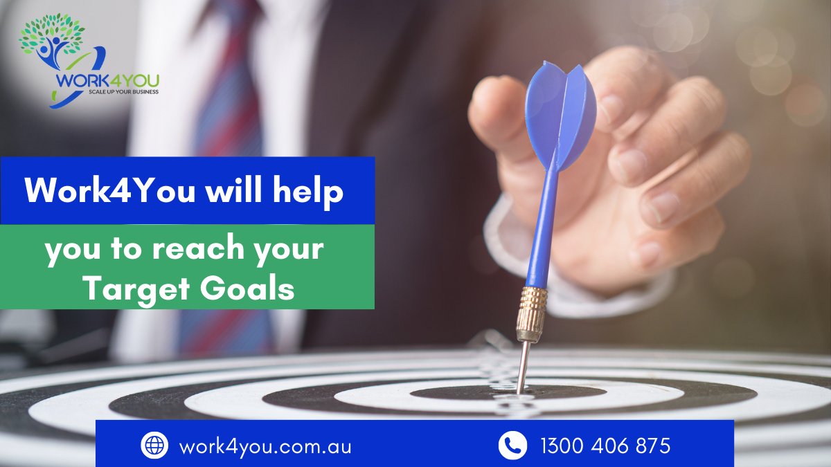 ✅ Work4You will help you to reach your Target Goals.
✔️ Achieve your goals,
✔️ Complete tasks on time,
✔️ Give positive energy to work,
✔️ Positive results,
🌟 WITH US

Visit us
🔗 work4you.com.au
Call us
📞 1300406875

#targetgoals🎯 #positivework #positiveresults