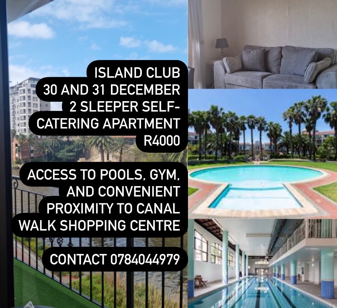 Stay at Island Club self-catering hotel apartments on 30 &amp; 31 December for just R4000. Get in touch!