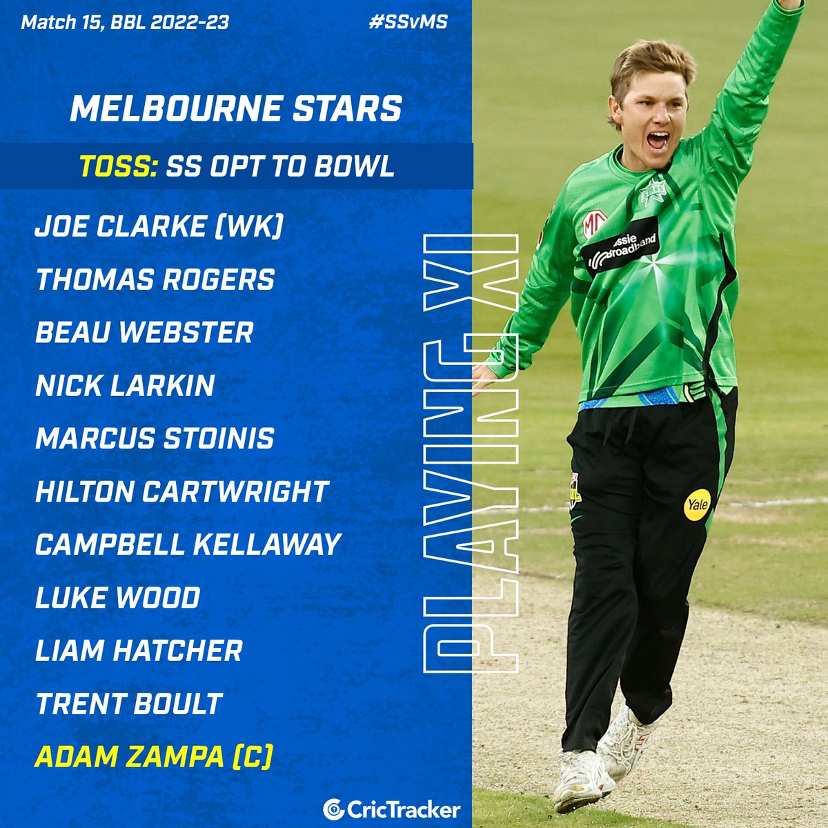 Cricketracker's tweet photo. Sydney Sixers have won the toss and have opted to bowl first against Melbourne Stars.
#SydneySixers #MelbourneStars #SSvsMS #BBL12 #CricTracker https://t.co/YzjHYu5cso