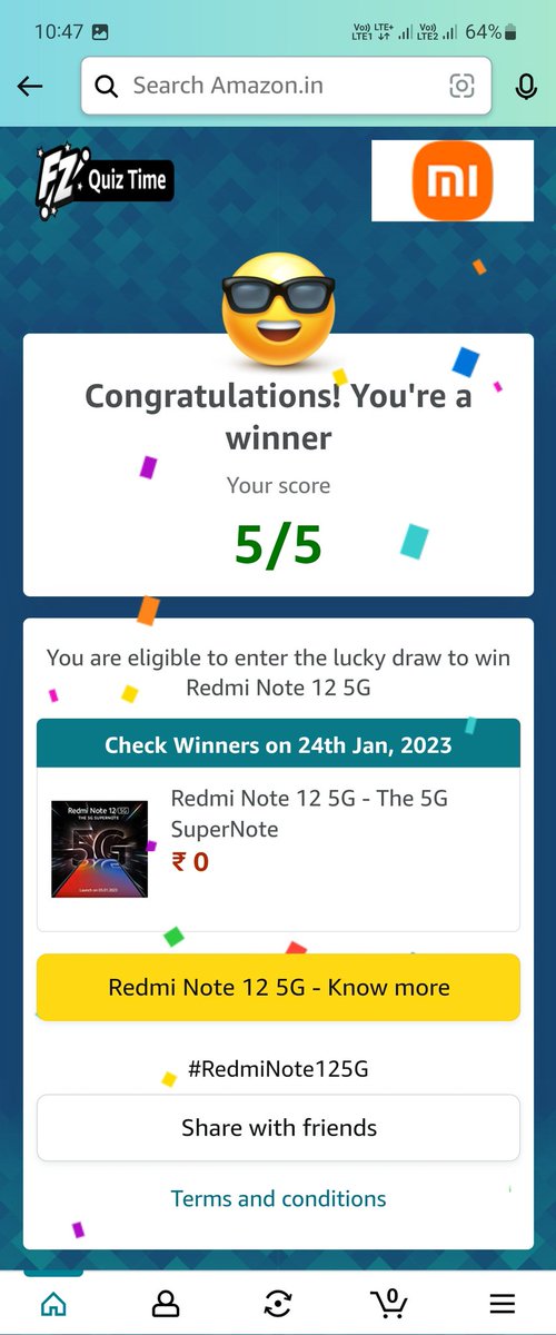 bhuvanesh4488's tweet photo. I played this quiz on amazon. Try your luck by participating using the link below. #RedmiNote125G #RedmiNote12Quiz 
https://t.co/JEdX1H81Xz https://t.co/U6OFg6ZBkr