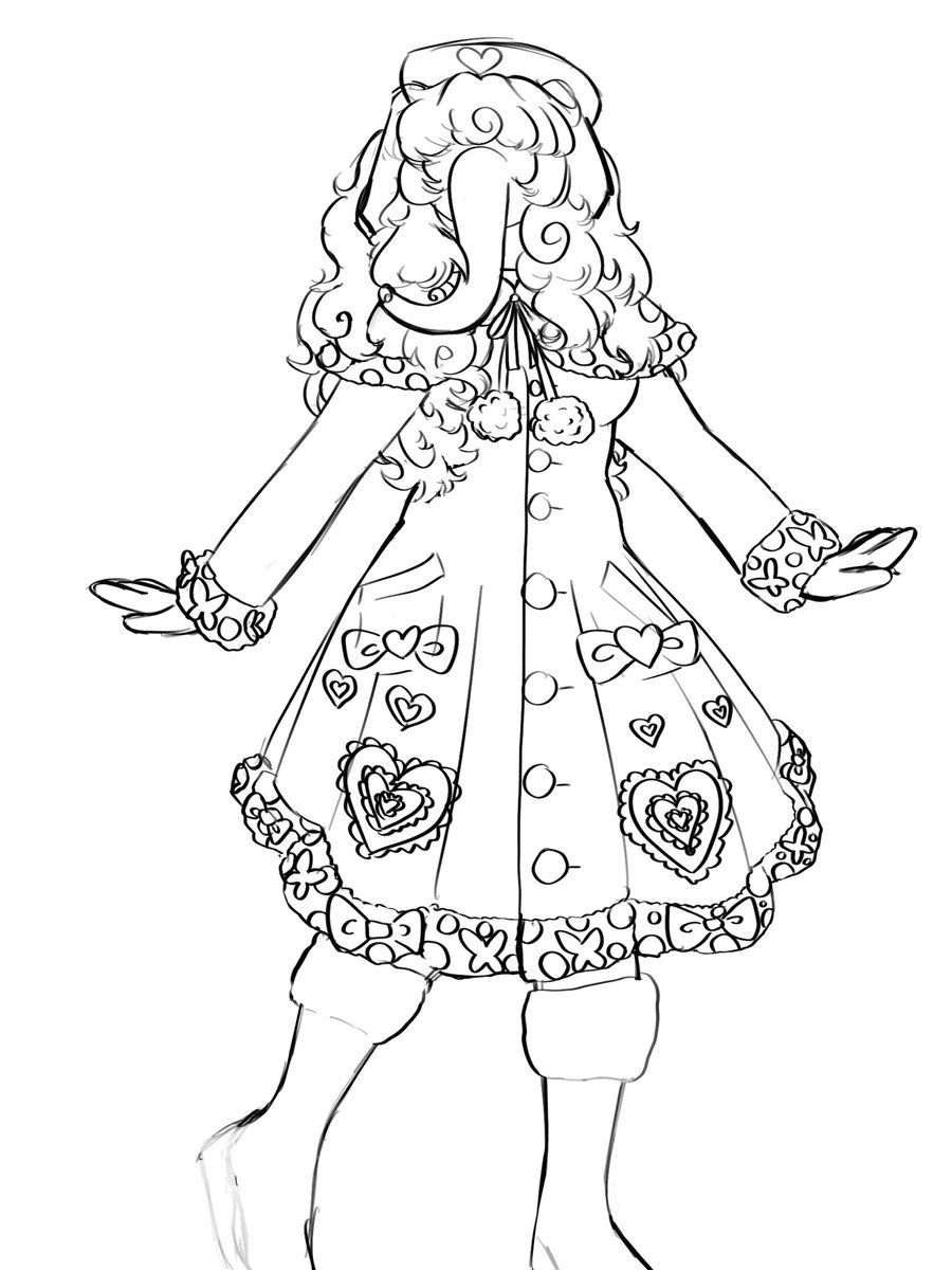 sorry I couldn’t post for Christmas, here is this sketch of my winter outfit (prior to redesign)