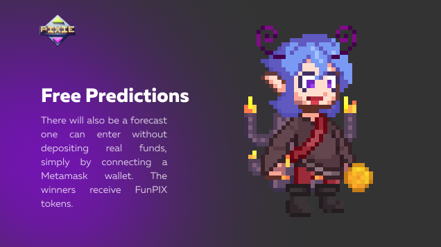 Pixie_News's tweet photo. There will also be a forecast one can enter without depositing real #funds, simply by connecting a #Metamask wallet. The winners receive #FunPIX #tokens.
#pixiefun #pixie #pix #game #nft #nfts https://t.co/OGwKVrXdad