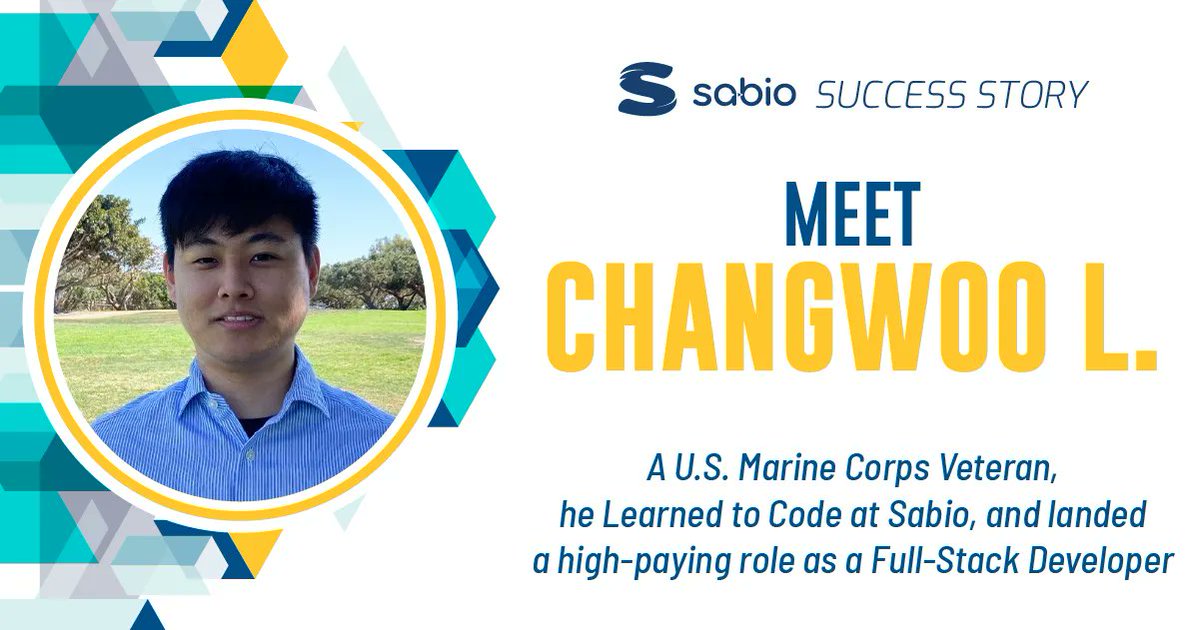 WeSabio's tweet photo. Check out Chang's #codingsucccess story🎉
""From the marines to a credit analyst, Changwoo had no idea tech would be his future."" 💼
Check out his full story➡️
https://t.co/AyE1cGmNZ8
#Veterans #VetsWhoCode #100DaysOfCode #CodeNewbie #Programming #CSS #Programmer https://t.co/b3J0btwcpo