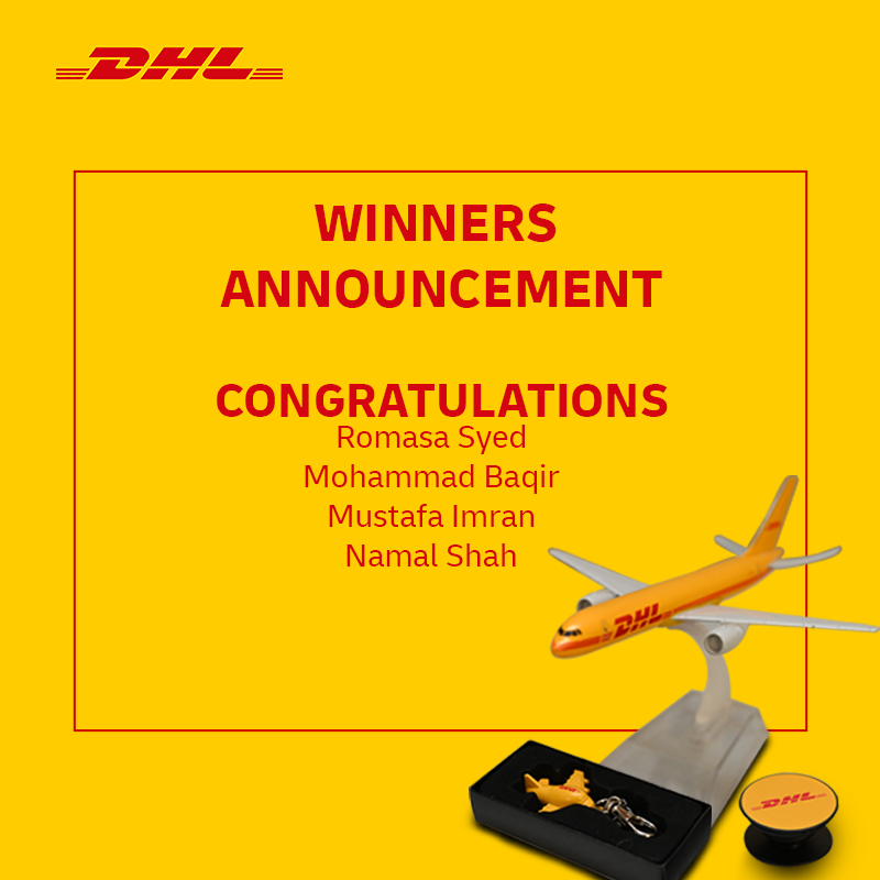 Congratulations to all the winners.
Kindly inbox us your contact details to get your giveaways.
#DHLexpressPakistan #giveaway