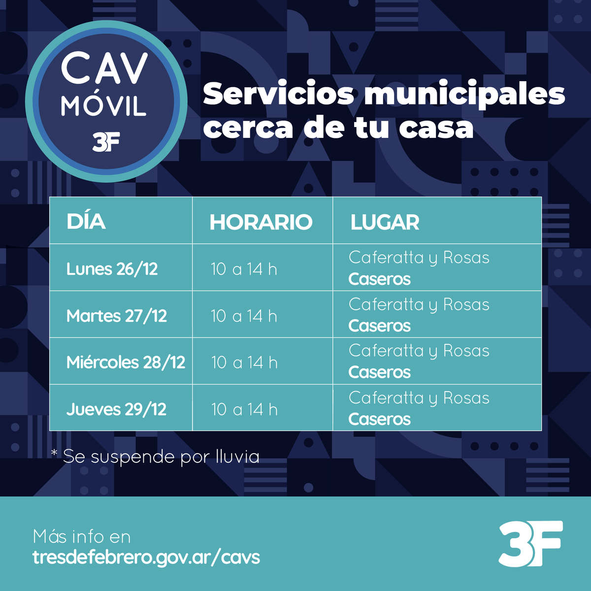 pcasna's tweet photo. La Muni en tu barrio 🚐🙆‍♂️
Te compartimos las ubicaciones semanales del #CAVMóvil para que puedas realizar tus trámites de manera sencilla y cerca de tu casa. 
Así, hacemos que el acceso a tu consulta sea más fácil. https://t.co/nhXUkoaTNj