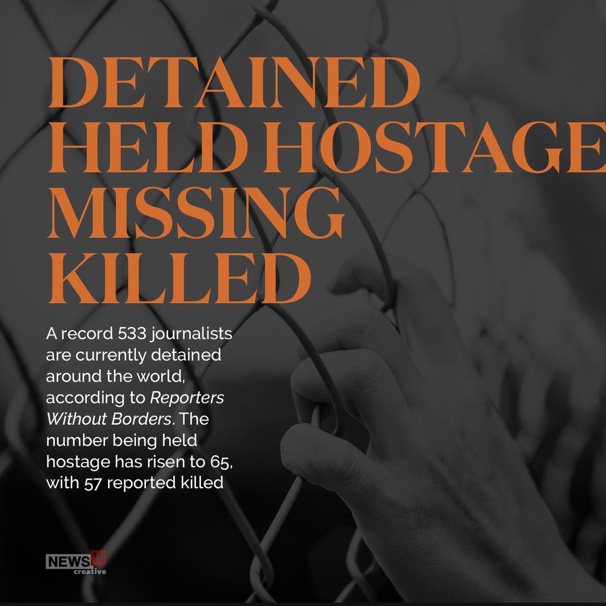 Nw18Graphics's tweet image. A record 533 journalists are currently detained worldwide. A look at how dangerous 2022 was for journalists
#ReportersWithoutBorders #PressFreedom #journalist #Press