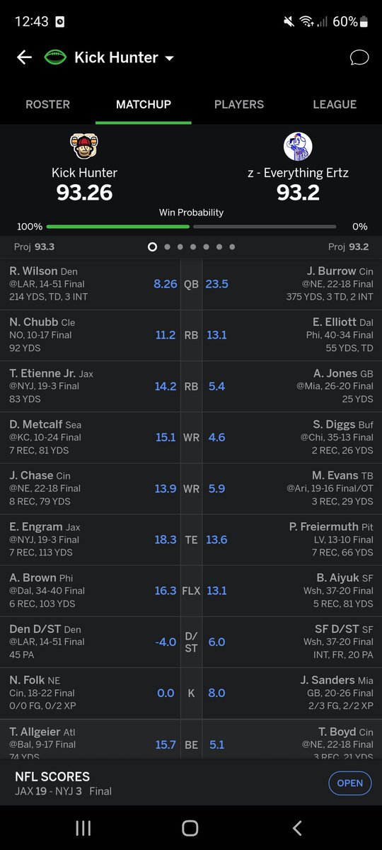 Slaps_95's tweet photo. @NFLFantasy The most insane end to my semi final matchup, If Evans catch in ot was 1 yard more I lose. https://t.co/lGpyzVDX6e