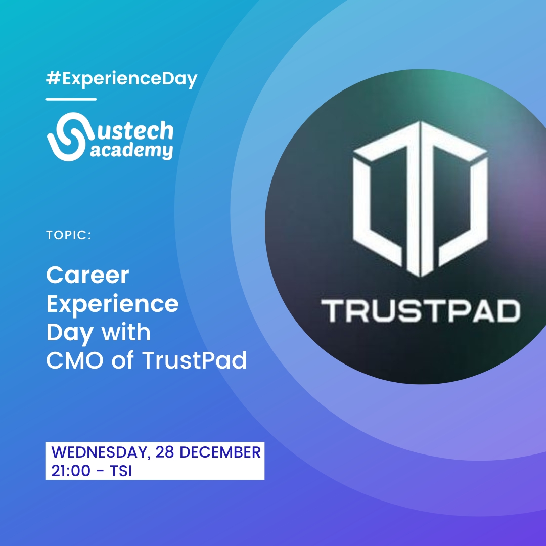 USTechacademy's tweet photo. We host CMO at @TrustPad on @USTechacademy 's #careerday. Join us.

#blockchain #web3 #NFT #experienceday #USTechAcademy #blockchaindeveloperbootcamp #cryptocurrency https://t.co/HXcNhUxP3S