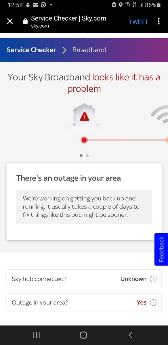 CoeliacChic's tweet photo. @SkyHelpTeam any idea how long it will take to get back up and running? I've been having issues for about a week or so then last night it dropped completely https://t.co/1kMxr4iFry