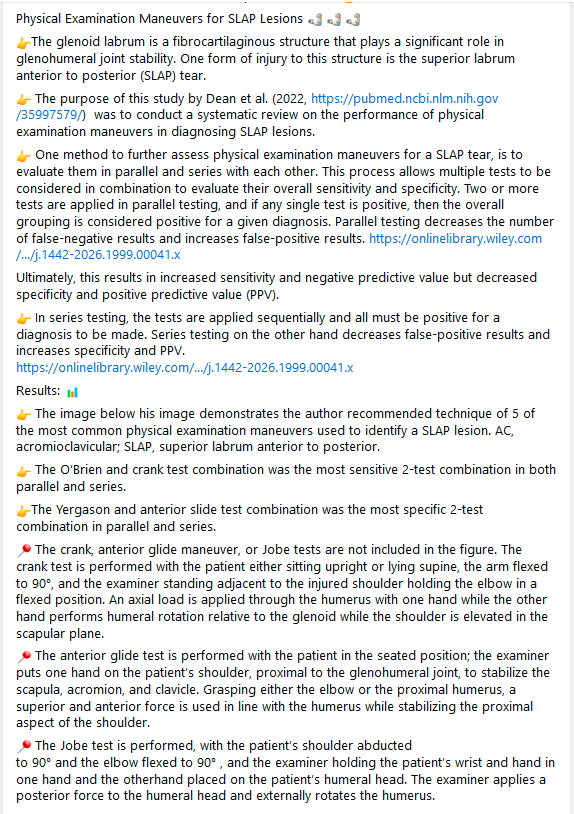 PhysioMeScience's tweet photo. #bestof2022 #physiomeetsscience
๐๐ฒBetween the years, we traditionally start our "Best-of series" of the most influential posts of 2022.
๐ฃ today ๐ฅ#14
๐๐๐
Physical Examination Maneuvers for SLAP Lesions
https://t.co/Fvty2YEVEX https://t.co/Vzw2A23m6W