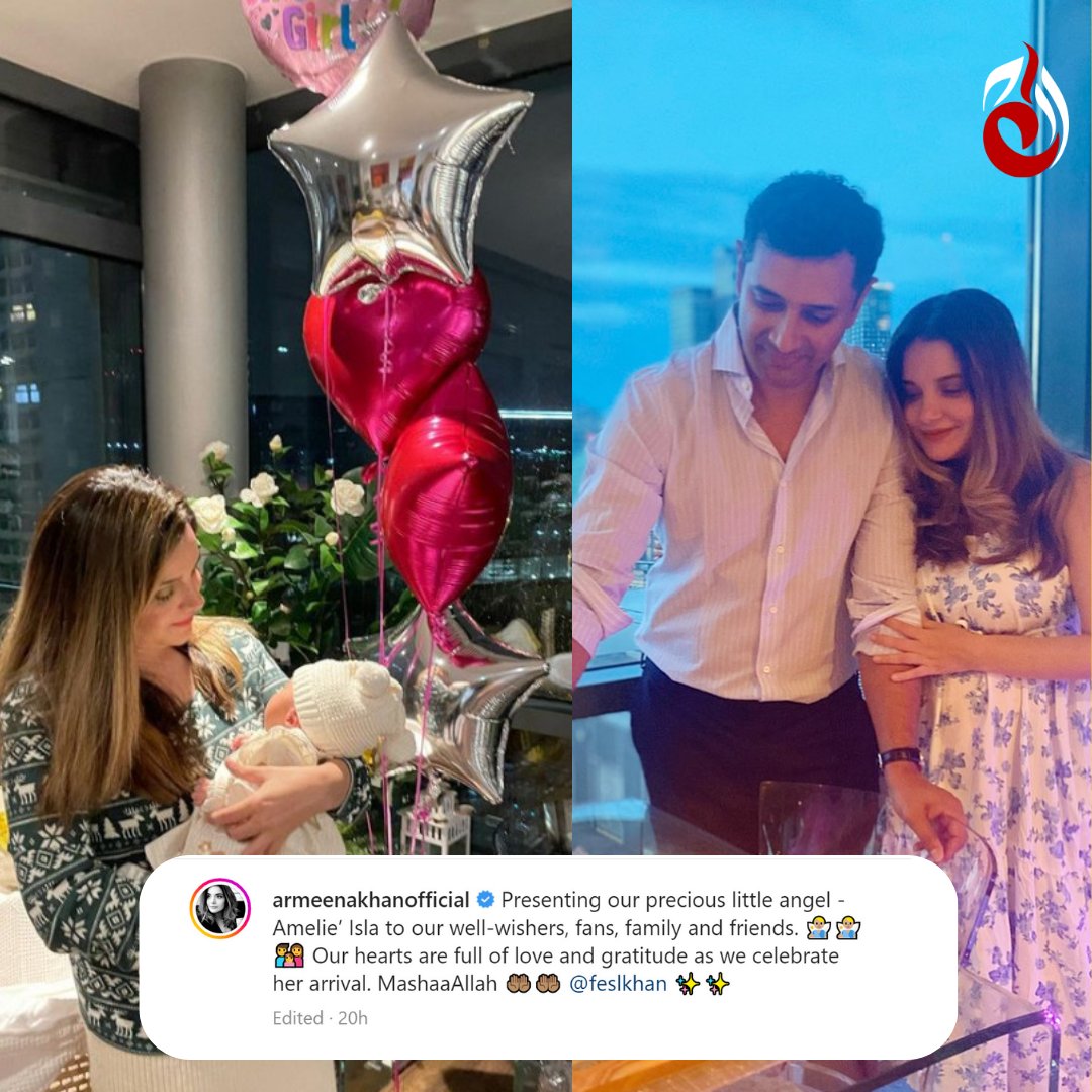AajEntertains's tweet photo. Fesal and Armeena Khan were blessed with a baby girl.
#ArmeenaRanaKhan #Fesal #newlyparents #babygirl #aajent #AajEntertainment #sabranghainaapse https://t.co/c06sxIVGDa