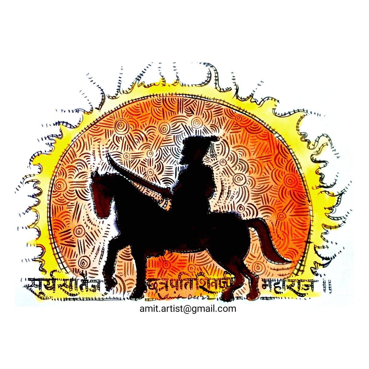amitpainter's tweet photo. 9th artwork on Shivaji series: Shivaji Maharaj 🚩 

 #illustration  #ShivajiMaharaj

#art #drawing #sketch #painting #watercolor #watercolorpainting #inkcolor #amitartist #amitpainter #delhiBEES #illustrationartists #shivajimaharaj #shivaji #shivajiraje #JaiMaharashtra #JaiHind https://t.co/v5GBpSCbck
