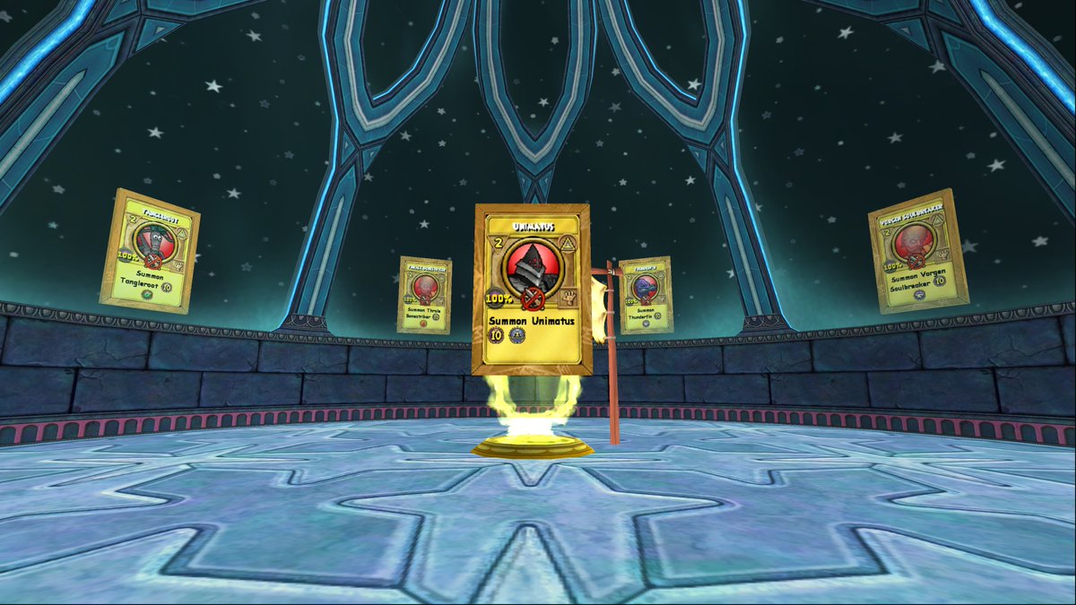 Ressurretion's tweet photo. Introducing Wizard101's first ever complete-and-framed Monstrology Summon TC Collection including EVERY createable summon in the game! 16 months and 7 days, 1325 summons and frames, and a whopping 136840 reagents later! Check it out in castle tours! @Wizard101 @Wizard101Devs https://t.co/lYsbntLpAp