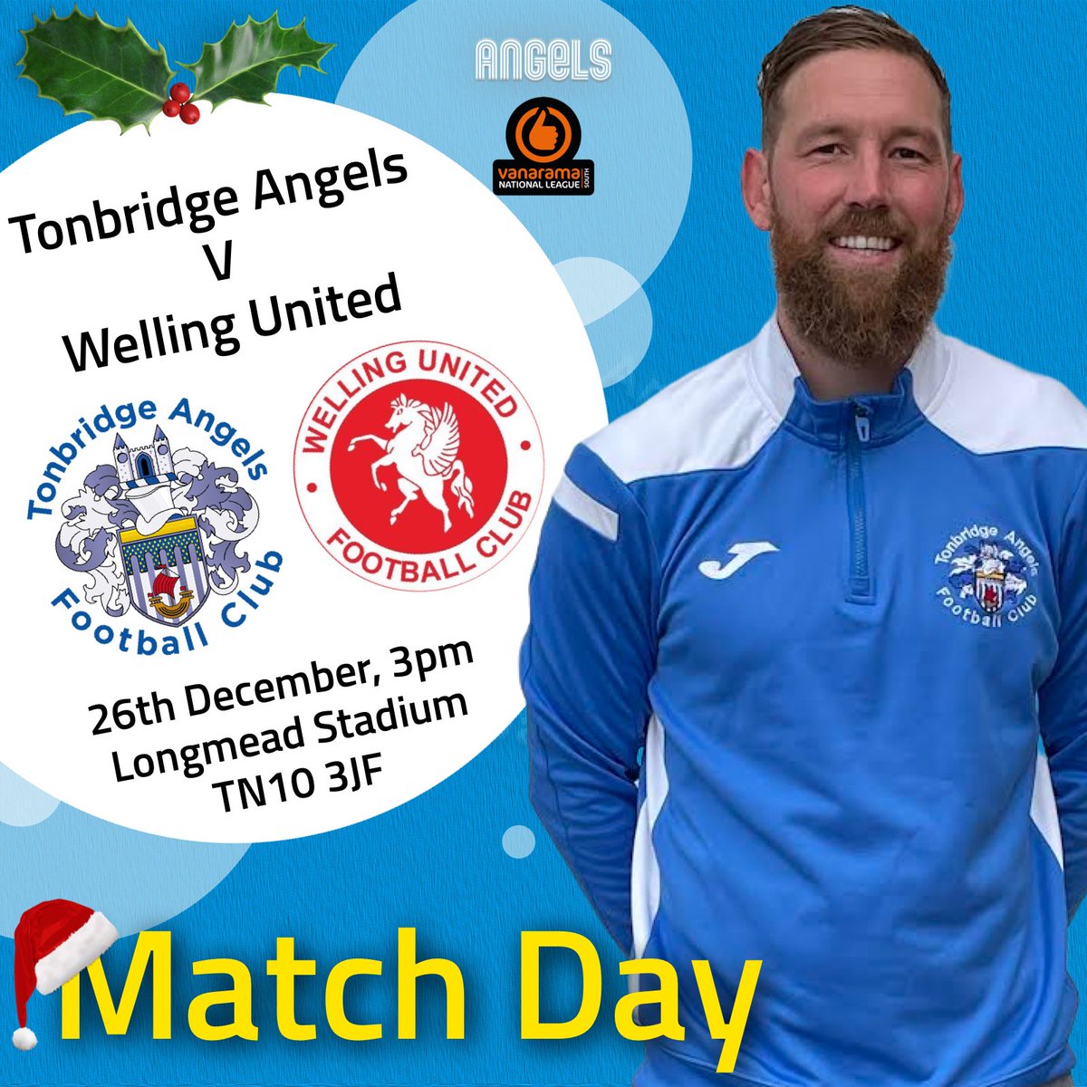 ⚽️ | Boxing Day Football! 

😇🆚 <a href="/wellingunited/">Welling United FC</a> 
⏰ Kick Off 3pm
📍 Longmead Stadium, TN10 3JF 
🏆 <a href="/TheVanaramaNL/">ReckyTHFC #FRANKOUT</a> South
 #️⃣ #COYA #TAFC