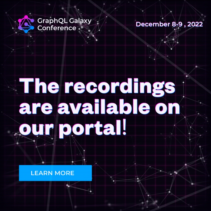 GraphQLGalaxy's tweet photo. We are glad to announce that the recordings from GraphQLGalaxy are now accessible to everyone on our portal!

Watch them here: https://t.co/T4GTPqzxab