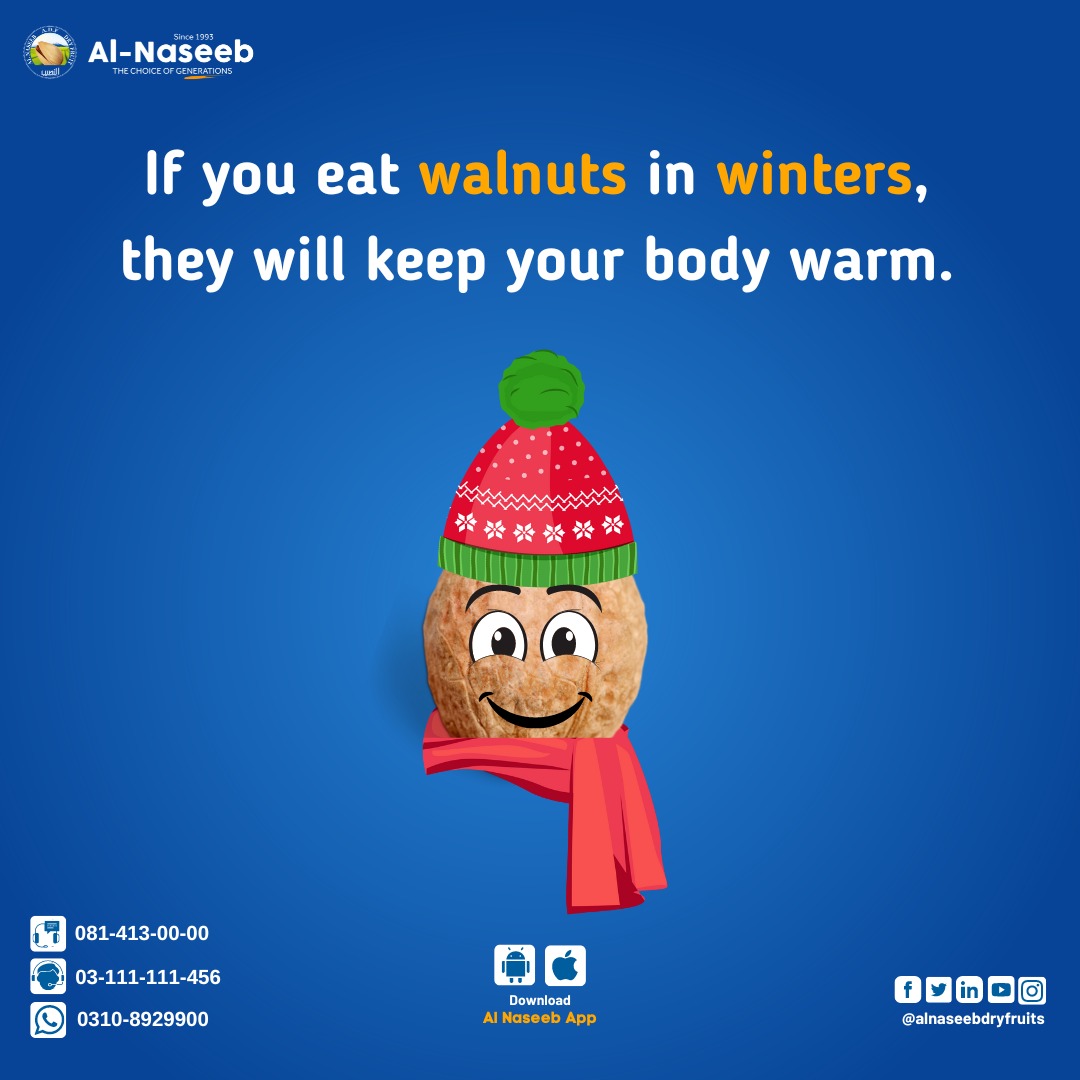 AlnaseebDF's tweet image. If you eat walnuts in winters,they will keep your body warm😍😊

Al Naseeb Dry Fruits have a wide range of imported quality Dry Fruits that you will love to eat 😋

Happy online خریداری ~!!
🛒: alnaseebdryfruits.com 
🛍️: wa.me/c/923108929900

#AlNaseeb #wallnuts #winter