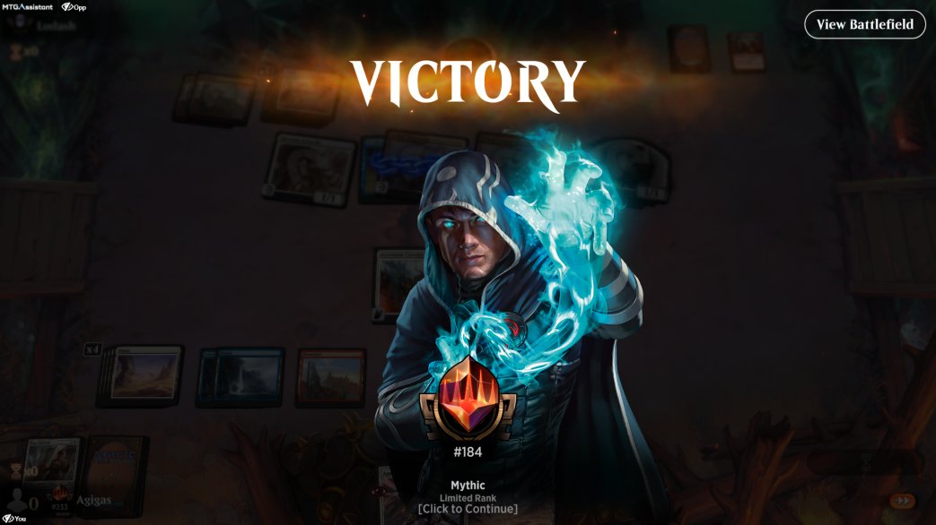 I went on MTGA to draft during the holidays, and it went great. Made it from bronze 4 to Mythic #184 over 17 drafts with a 93 Wins 36 Losses record (72% win rate).😁

If you're interested in MTG, I made a draft archetypes and general tips Reddit post:  reddit.com/r/spikes/comme…