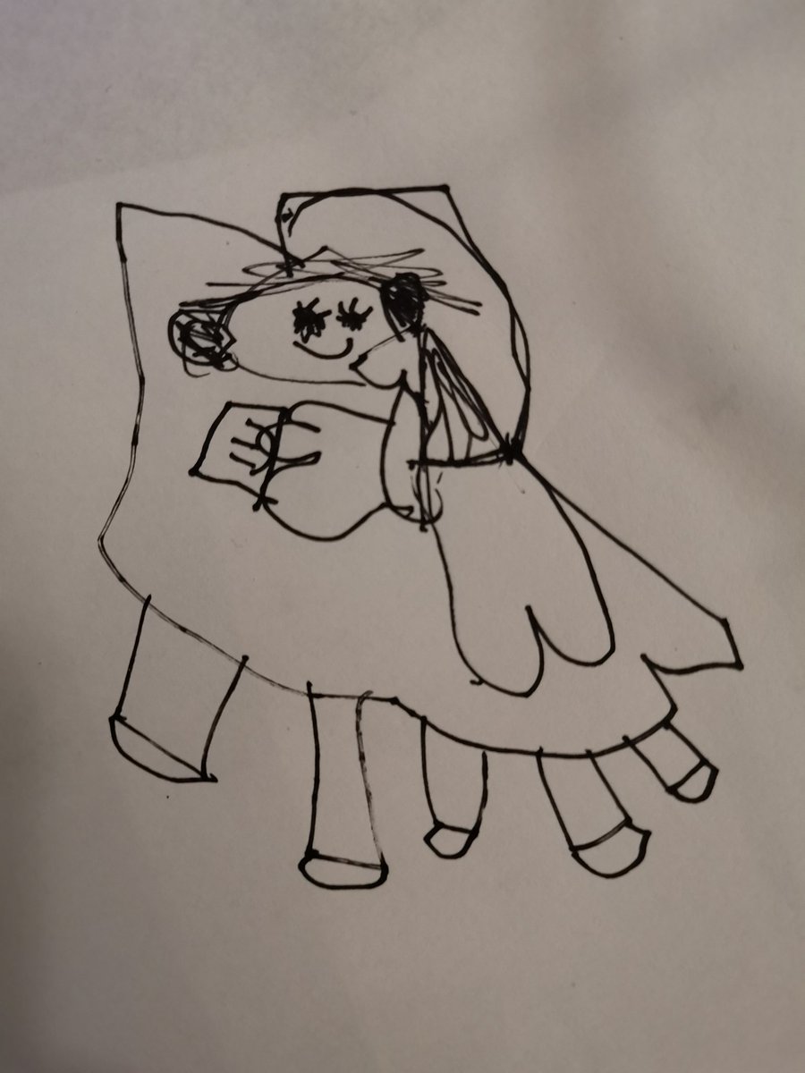 Supersøtt #15: 5-åringen har tegnet portrett av pappa, sittende i stolen, med telefonen i hånda.