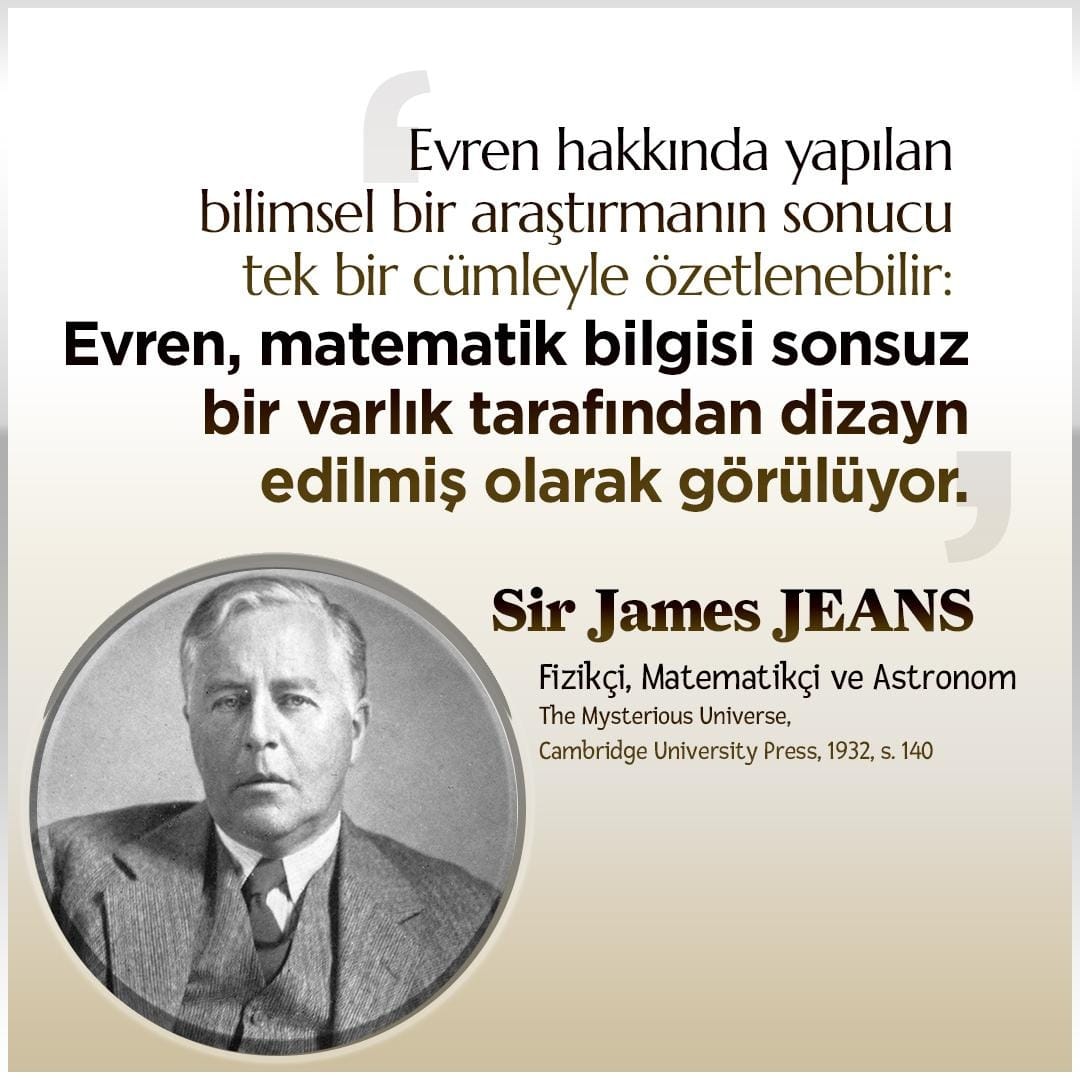 Evren matematik bilgisi sonsuz bir varlık tarafından dizayn edilmiş olarak görünüyor. Sır James JEANS Yunanistan Özledim Suriyeli Yüzük Fransız İtalya Adamlar Sokak