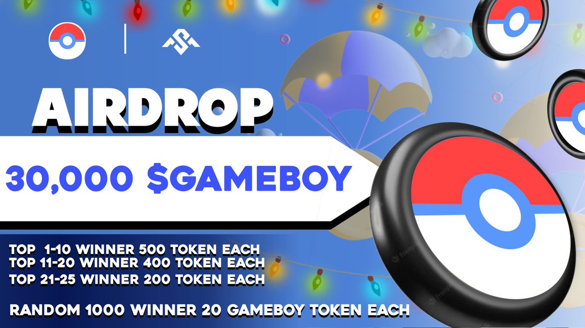 🎁🎁Big Airdrop Worth 30,000 GameBoy Token🎉🎉

Top 1-20 and 1000 random winner🏆

To Enter ⤵️
✅ Follow <a href="/Metavers_space_/">Bryan Fn</a>
✅ Like Rt/Tag 3 Frnds
✅ complete all task 👉gleam.io/E97Ln/instant-…

7 day⏳
#Giveaway  #airdrop  #usdt #usdtgiveway #Tokengiveway #bigairdrop #Exchange