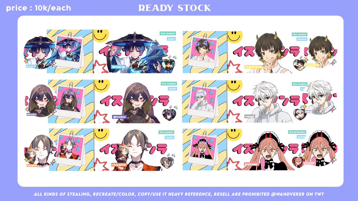 help rt? thankyou!

halo aku bawa layout anime, genshin, vtuber ready stock, pricenya 1Ok/each dapet ava png only yaa :D bisa ditake dijam 19.00 WIB nanti bisa juga booking dari sekarang dengan fee +2k/ layout. payment via spay dana &amp; qris only >___0! 

#zonauang