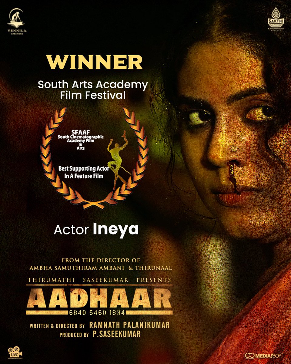 WINNER @ #SFAAF ( Best supporting Actor - <a href="/IamIneya/">Ineya</a> ) 

#AadhaarTamilMovie 🏆

@TSaseekumar <a href="/vennilacreatio/">vennilacreations</a> @ramnathpalani <a href="/SakthiFilmFctry/">Sakthi Film Factory</a> <a href="/karunaasethu/">Karunaas</a> <a href="/Riythvika/">Riythvika✨</a>  <a href="/iarunpandianc/">Arun Pandian</a> <a href="/sakthivelan_b/">Sakthivelan B</a> <a href="/meumariyaz/">Uma Riyaz Khan</a> <a href="/ActorDileepan/">Dileepan</a> <a href="/thesrikanthdeva/">Srikanth Deva</a> <a href="/MMuthuswami/">mahesh muthuswami</a> <a href="/proyuvraaj/">Yuvraaj</a> @CtcMediaboy