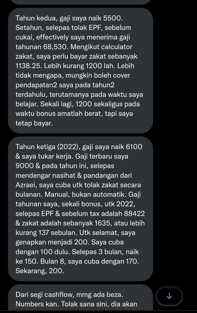 FinancialGory's tweet photo. Tak pasti nak tulis caption apa. Speechless. 

Boleh baca sendiri. 'Testimoni' sahabat kita tukar dari bayar zakat tahunan ke bulanan.

#BangsaEnamAngka https://t.co/BZ1cUEtXNM