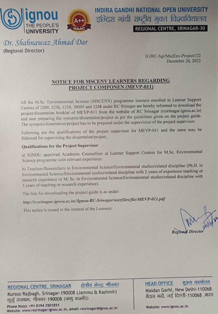 IGNOU Regional Centre Srinagar (@ignourcsrinagar) on Twitter photo 