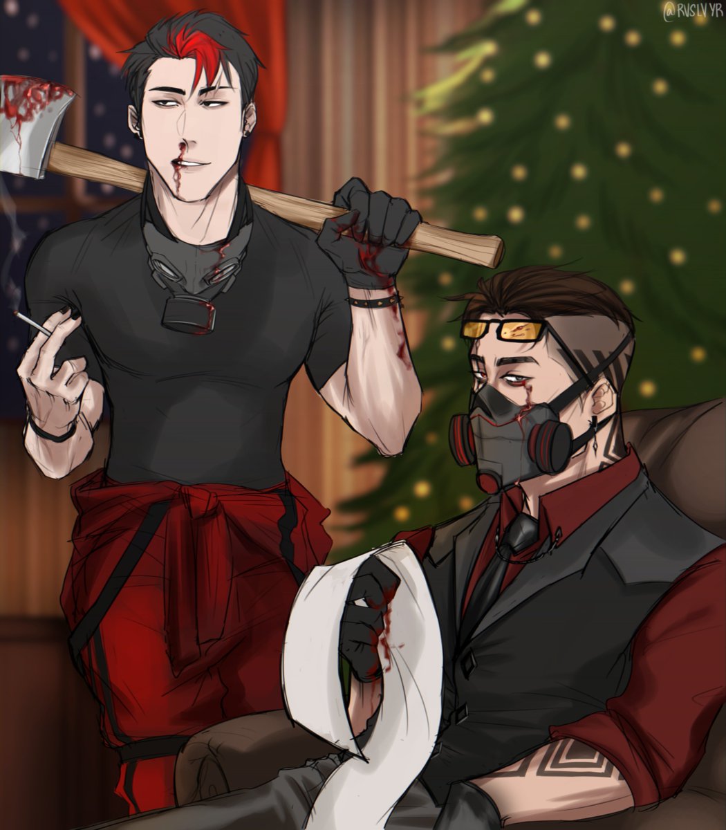 paranoxxia's tweet photo. [VALORANT] "Seems like we've got company, D."

Painting Christmas crimson red with #deadrift.
This thought had been lingering in my brain for days before Christmas. Red Yoru and Deadeye celebrating in their own way.. https://t.co/Al63uCrjK6