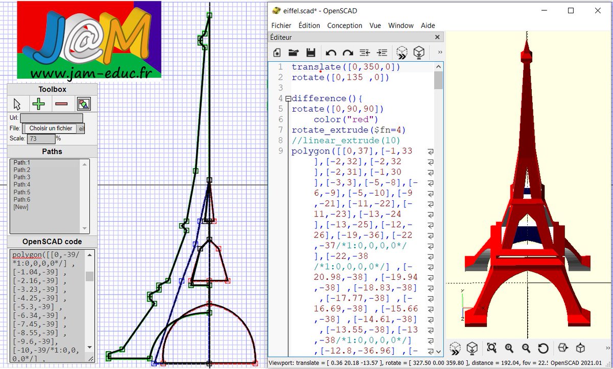 ItizFred's tweet photo. Eiffel, what else ? :p #maker #3D #CAD #openscad #3Dprinting #3dmodeling #3DCG #makerfaire https://t.co/1CnQlcfaRh