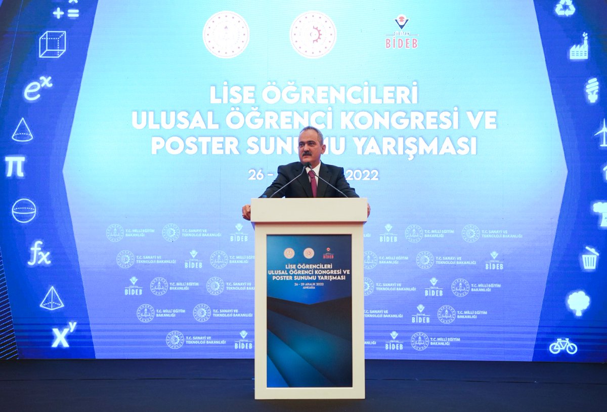 Bakanlığımız ve TÜBİTAK iş birliğindeki “Çevre ve İklim Değişikliği ile Matematik alanlarında Lise Öğrencileri Ulusal Öğrenci Kongresi ve Poster Sunumu Yarışması Final Etkinliği”, Bakanımız Mahmut Özer'in katılımıyla gerçekleştirildi.

👉meb.ai/SYyEdu
