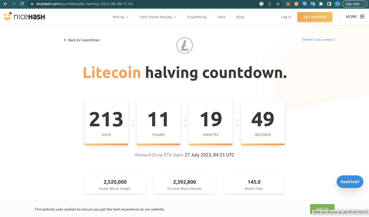 phamduydong179's tweet photo. Litecoin sẽ halving sau hơn 200 ngày nữa. Chu kỳ halving trước $LTC đã tăng x4 trước halving. Sau halving cứ thế tụt.
- Lưu ý: đối với $LTC cá nhân mình chỉ đánh sóng ngắn không hold dài hạn. https://t.co/QMnW04XH4M