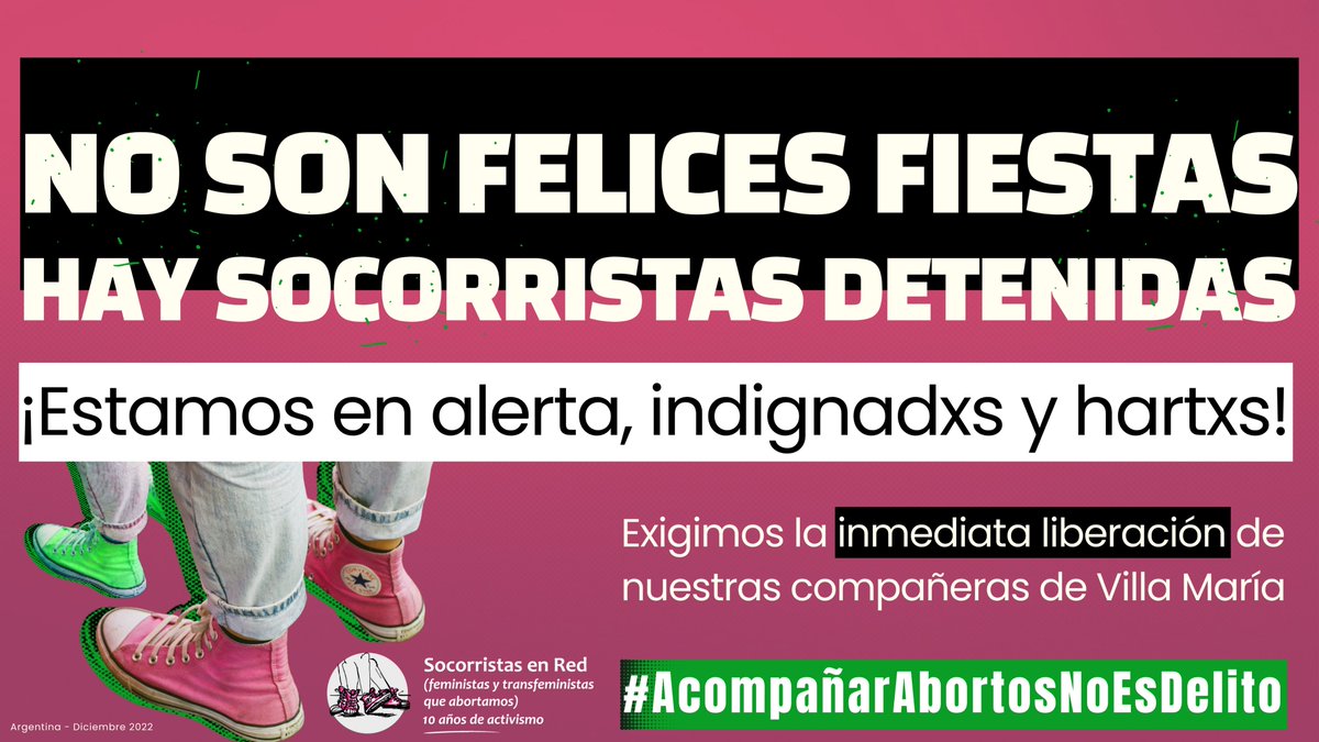 ¡Estamos en Alerta, indignadxs y hartxs!
Libertad a las socorristas detenidas de Villa María. 
#AcompañarAbortosNoEsDelito