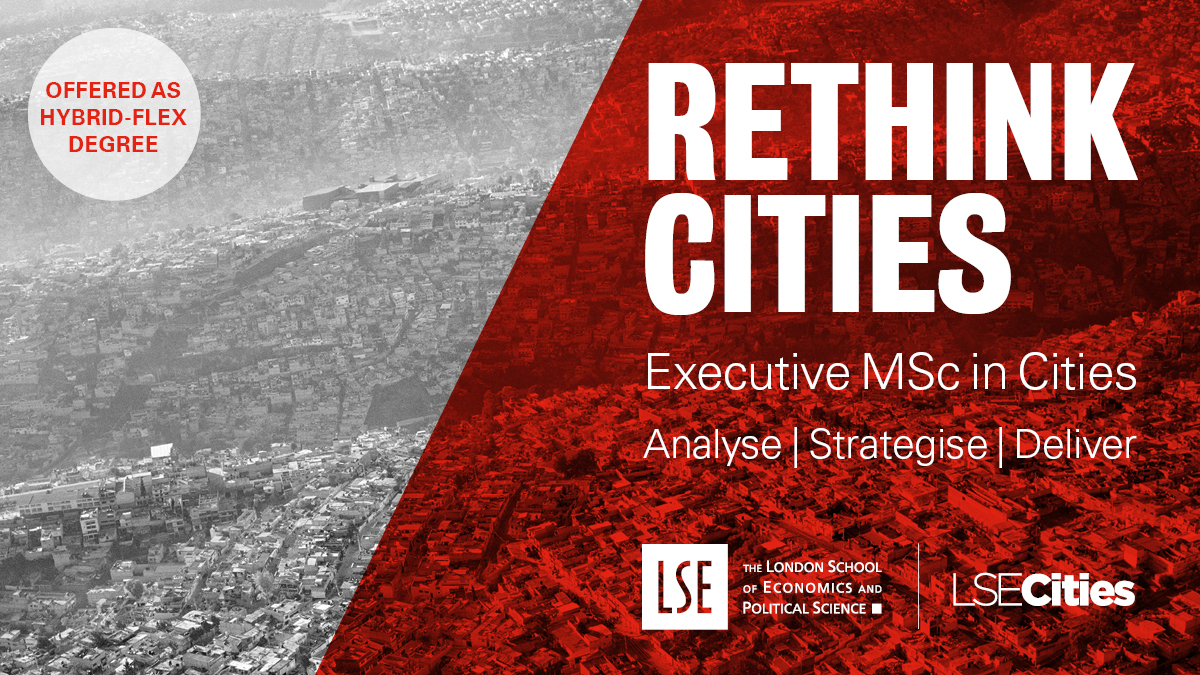 The 2023/24 LSE #ExecMScCities will be based on the ‘hybrid-flex’ approach; participants can join the five teaching weeks in-person in London or remotely via live video interaction and opt for a different approach in different weeks.

Find out more
lse.ac.uk/Cities/educati…