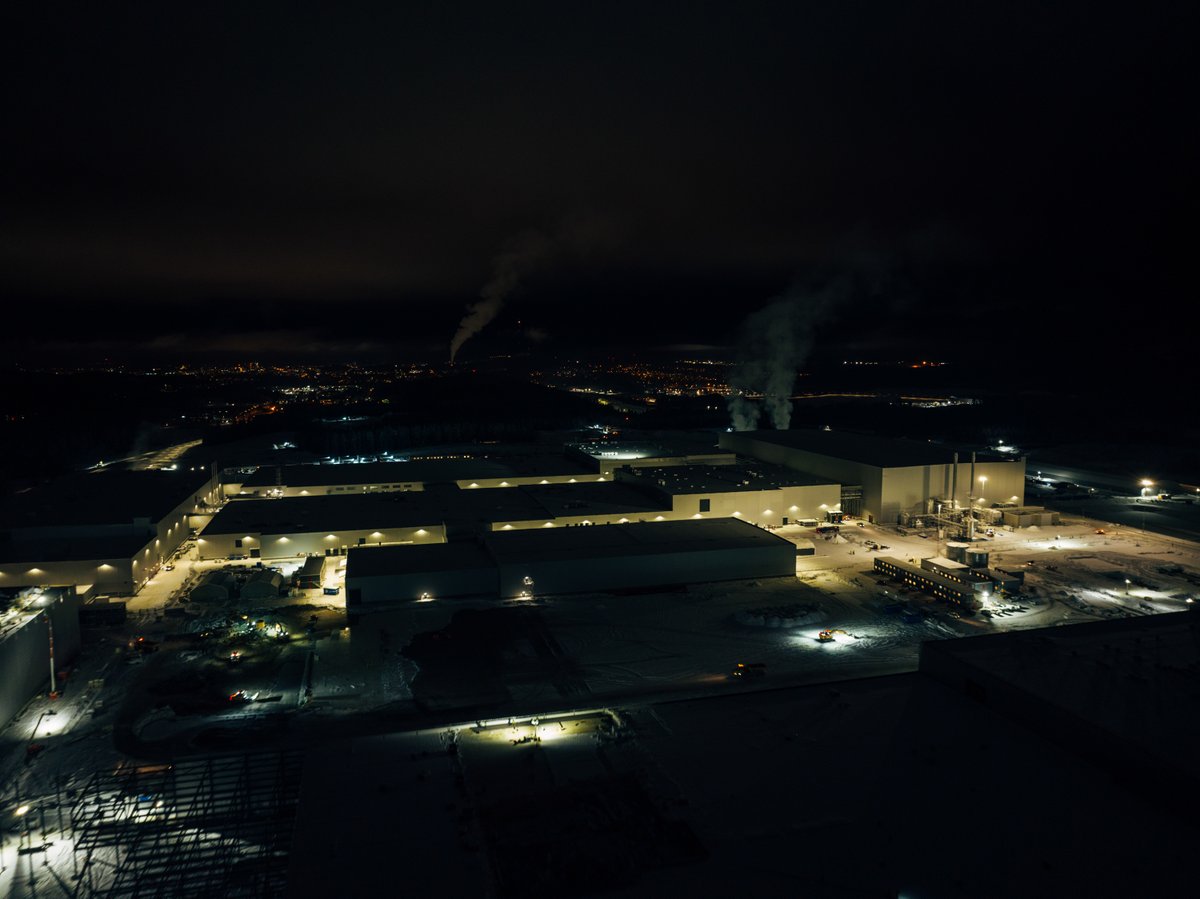 Northvolt Ett from above during the Skellefteå winter nights ↓ https://t.co/QcFPsU2cob
