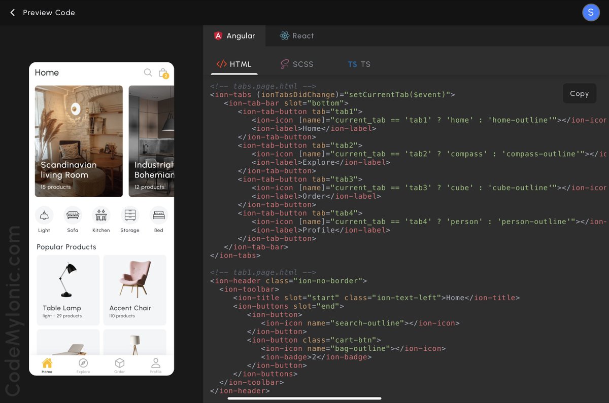 codemyionic's tweet image. Furniture Home Screen 🎉
Source Code available for Angular and React
Visit: lnkd.in/d_3_jxpC
#ionicframework #angular #react #codemyionic #furniture