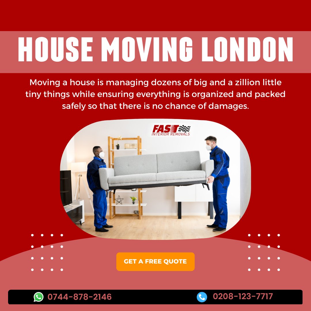 We Make Moving Fast &amp; Easy

Top rated mover &amp; removal services near you, more then 10+ years experience, providing services all over the Europe. Book Instant Survey to get quote. Unbeatable prices.

👉 fastinteriorremovals.co.uk
📞 0208 123 7717
📧 info@fastinteriorremovals.co.uk