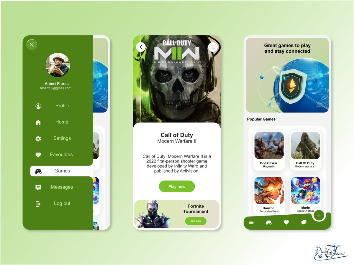 MotwaniPrabhat's tweet photo. Hello Folks!!!
This is my new Flat UI Design for an app that shows popular games
Hope you all love the design...
#uidesign #uidesigner #flatui #uxdesign #uxdesigner #productdesign #figma #figmadesign #figmacommunity #linkedinfamily #games #appdesign #likesharecomment https://t.co/f0GiVWKYHR
