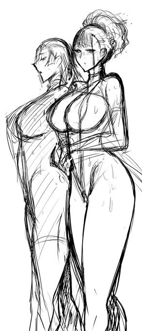 2.5章平安京で思いついて温めていた術鯖ネタが今年の夏イベで補強され、よっしゃ術鯖オムニバス本描くぞ～とこういう下絵↓も描いてましたが
紫式部とシェヘラザードへの溜まっていた情念がすごすぎて二人だけで36ページ描いてしまったので、↓はまた今度です。マンガが下手 