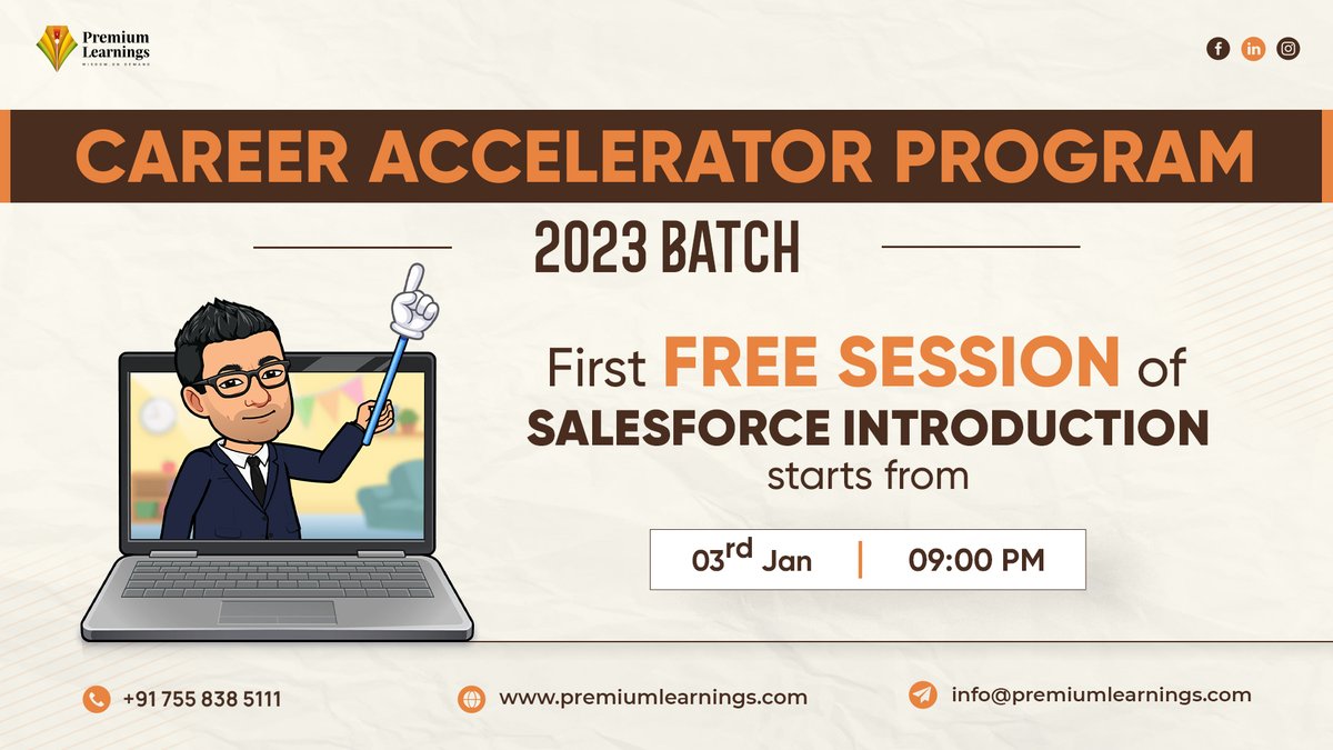Salesforce Introduction, Tue, 3 Jan, 9PM IST : event.webinarjam.com/register/351/m…
