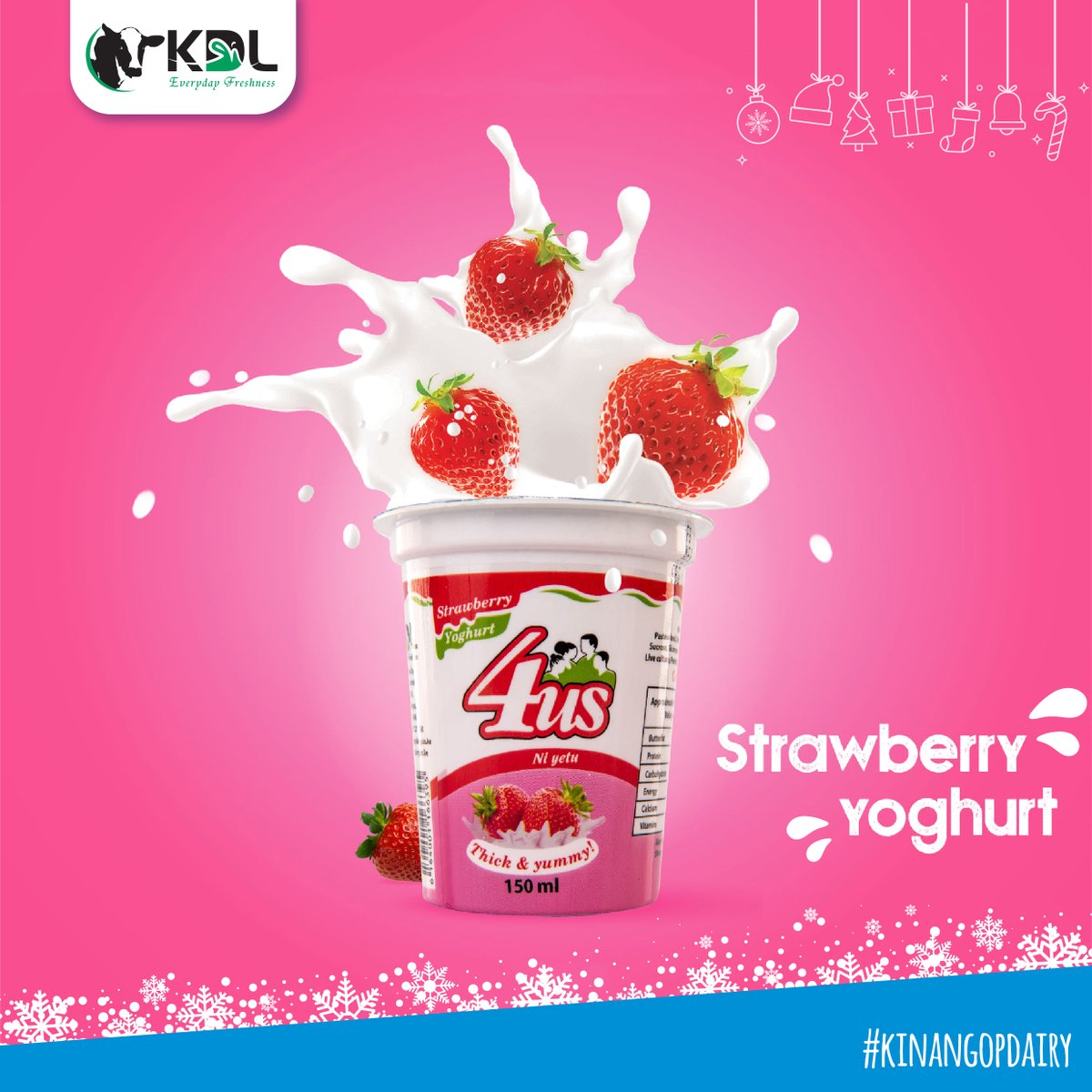 Kinangop_Dairy's tweet photo. Our #FridayFave of the week 🍓🍓😍. For a burst of creamy, milky and fruity strawberry flavours, try our 4Us strawberry yoghurt today.
Get yours from a duka near you and have a great festive Friday!

#EverydayFreshness #Usibahatishe #HakikishaNiKinangop https://t.co/Zqh4jedB5Q
