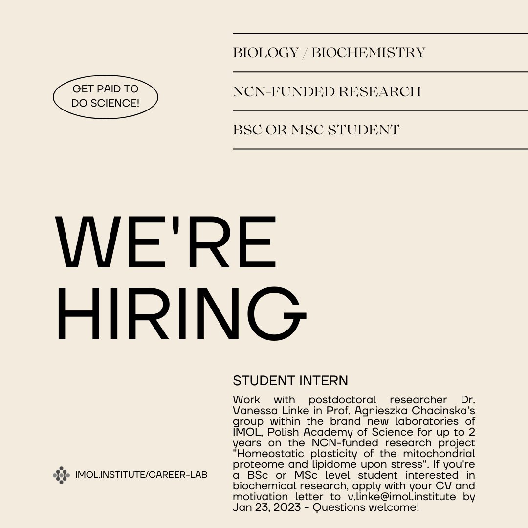 The best present: I get to hire a student!! 🤗🎉 Thanks to <a href="/NCN_PL/">Narodowe Centrum Nauki</a> we will do great science together <a href="/IMol_Institute/">IMol</a> 🧫🧑‍🔬👩‍🔬 Help me spread the good news and share widely so that all up'n'coming scientists from Warsaw, PL see this. Any questions my way, can't wait to hear from YOU